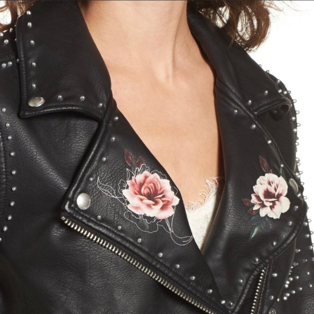 NWT BLANK NYC Stud Floral Moto-Jacket Heartbreaker - Picture 8 of 12